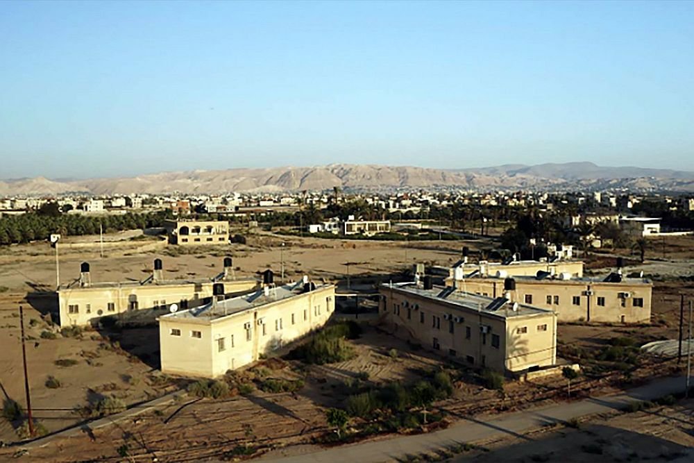 An aerial view of the dormitories Musa Alami built for refugee orphan boys as part of the model village, Jericho