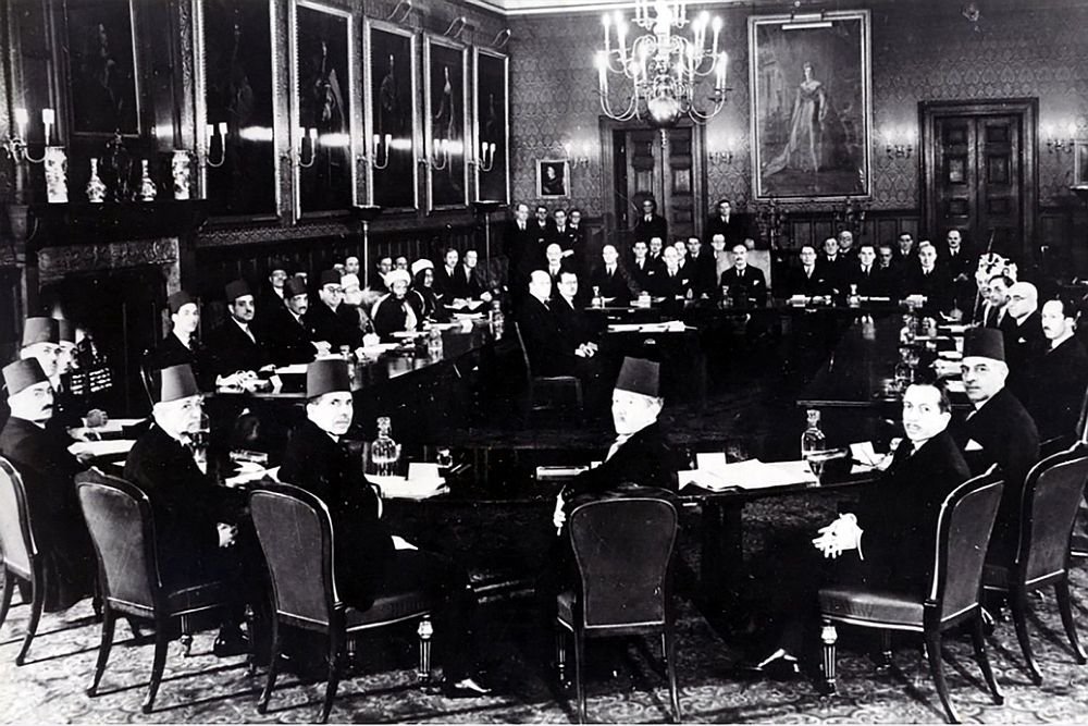 The Palestinian delegates at the London Conference, St. James's Palace, February 1939