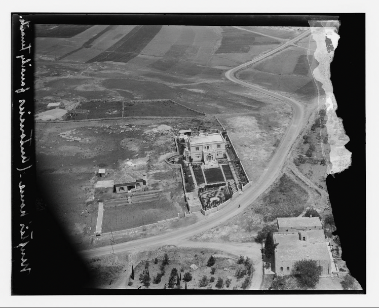 An aerial view of Hajj Amin al-Husseini's newly completed villa in Sheikh Jarrah, Jerusalem,90 1933